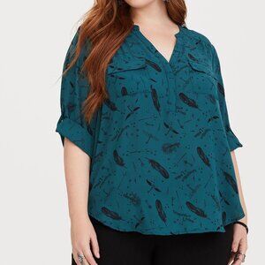 Torrid Harry Potter Teal Harper Georgette Blouse Size 4 4x